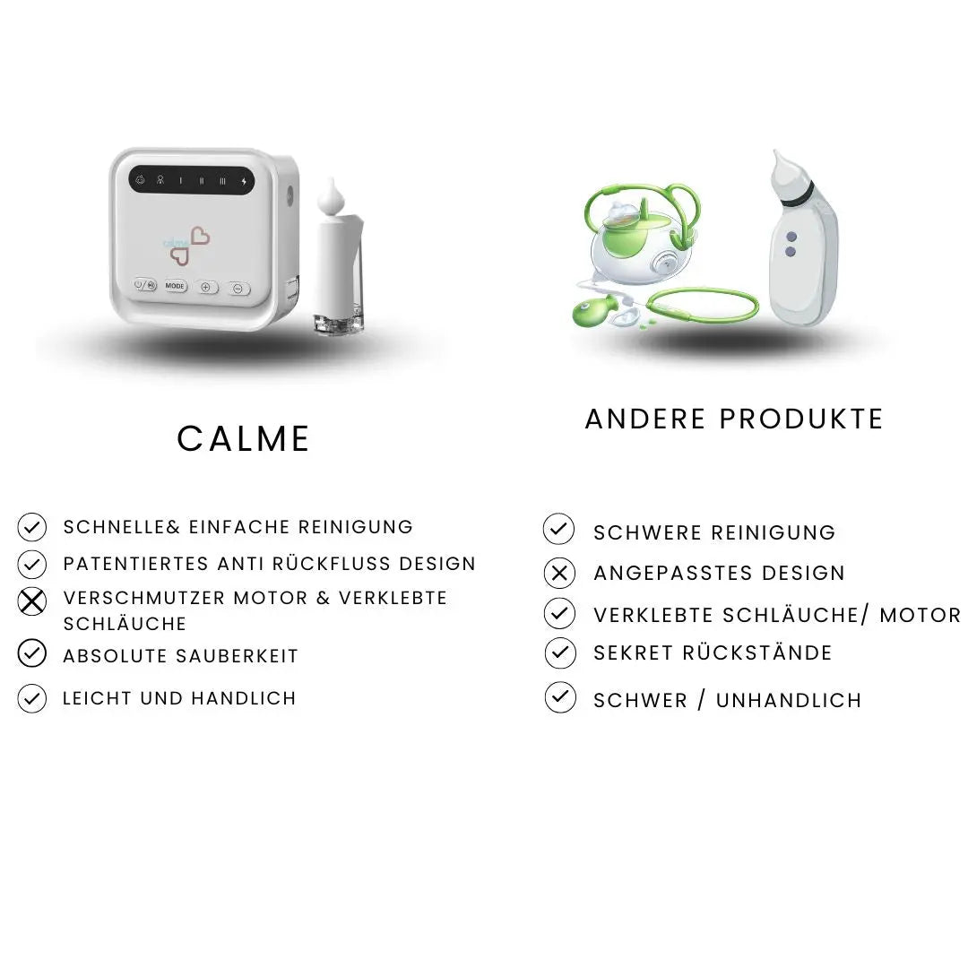 calme NasiPro - elektro Nasensauger für verstopfte Nasen bereits für Neugeborene - calme
