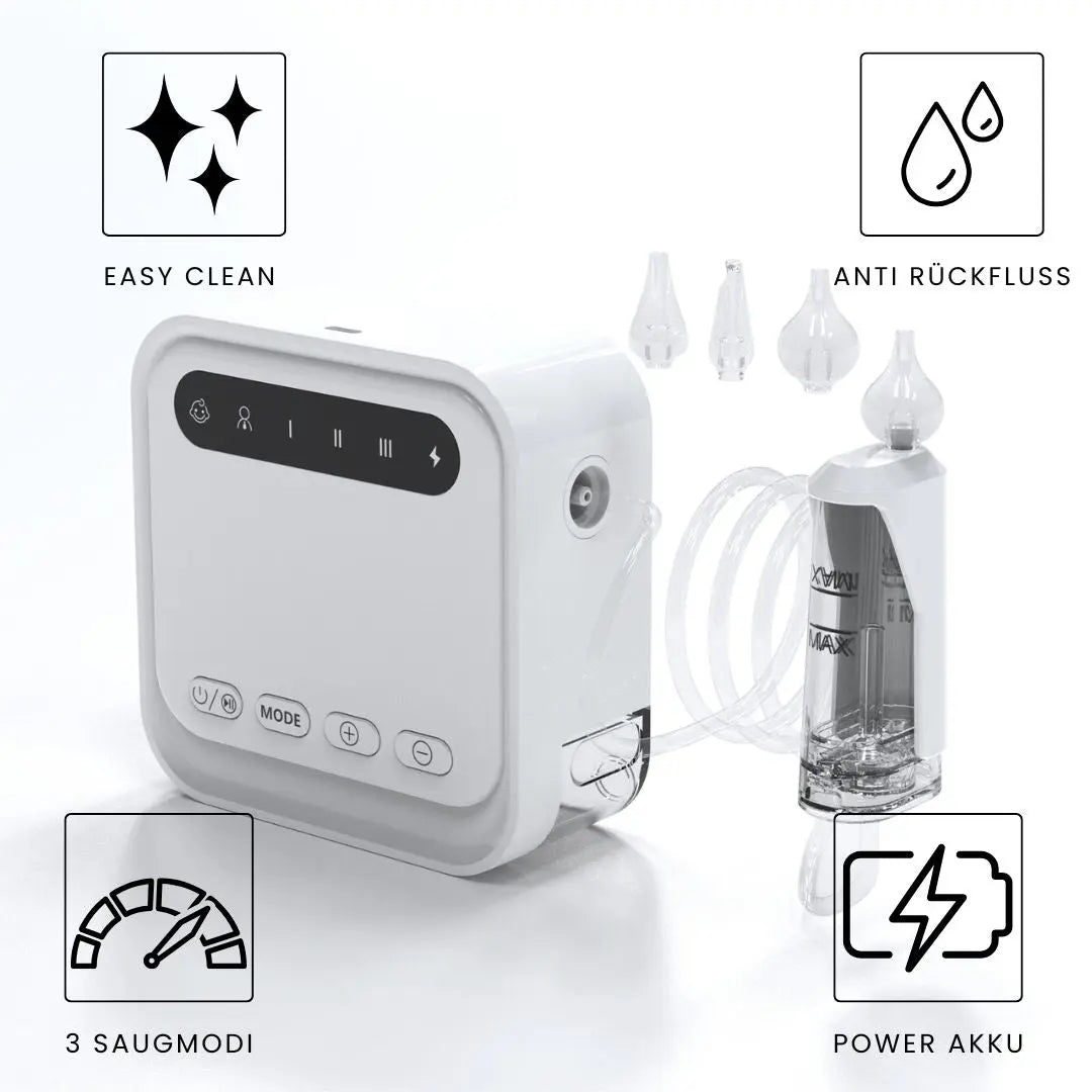 calme NasiPro - elektro Nasensauger für verstopfte Nasen bereits für Neugeborene - calme