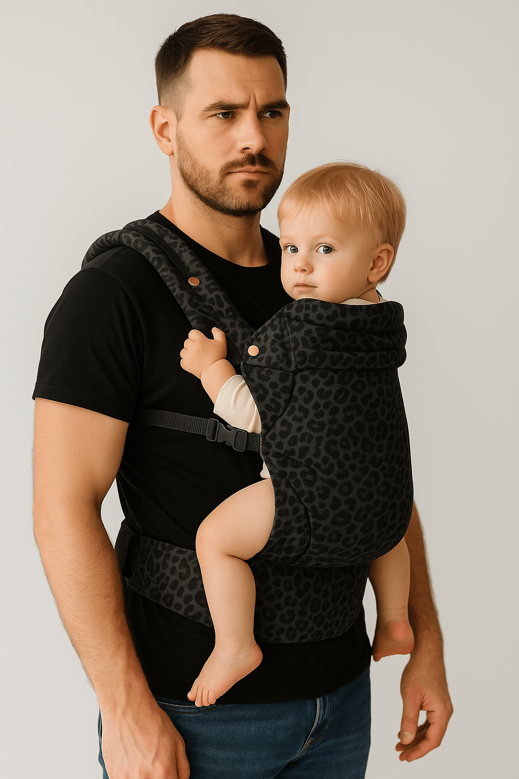 ComfortCarrier – Die perfekte, verstellbare Babytrage aus weichem Stoff für maximalen Komfort | 0 - 36 Monate | Beige | Muster - calme