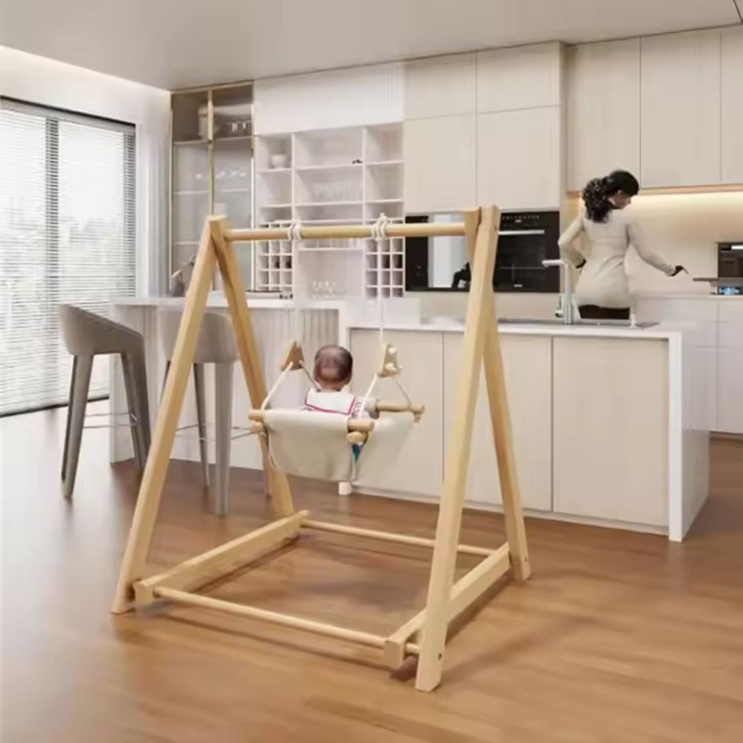 Montessori Baby Swing – Die faltbare Montessori Holzschaukel für drinnen & draußen - calme