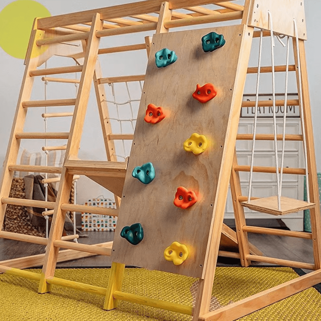 Spielewelt 8 - in - 1 - Klettergerüst Indoor - Spielplatz mit Klettergerüst 127 x 118 x 138 cm - calme