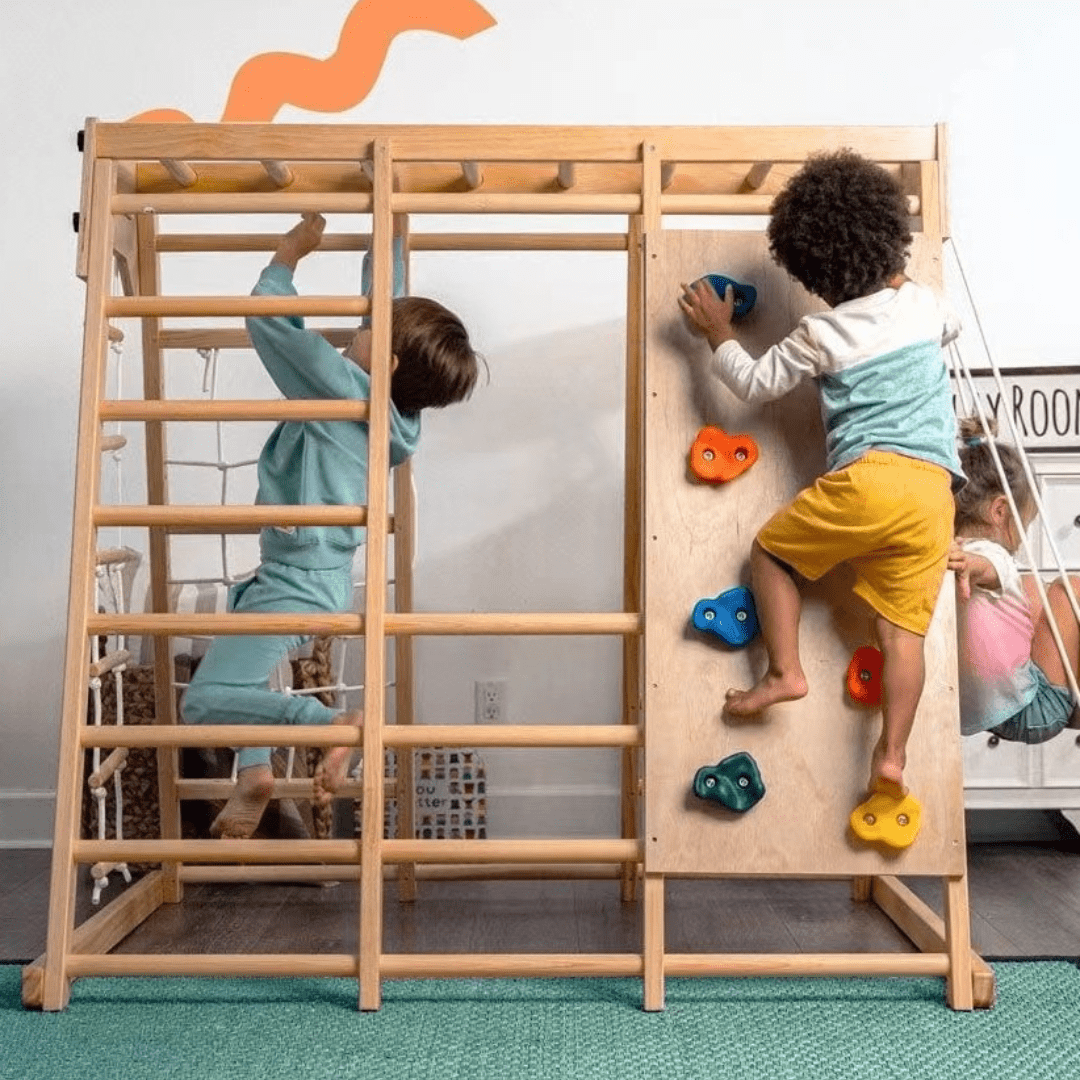 Spielewelt 8 - in - 1 - Klettergerüst Indoor - Spielplatz mit Klettergerüst 127 x 118 x 138 cm - calme