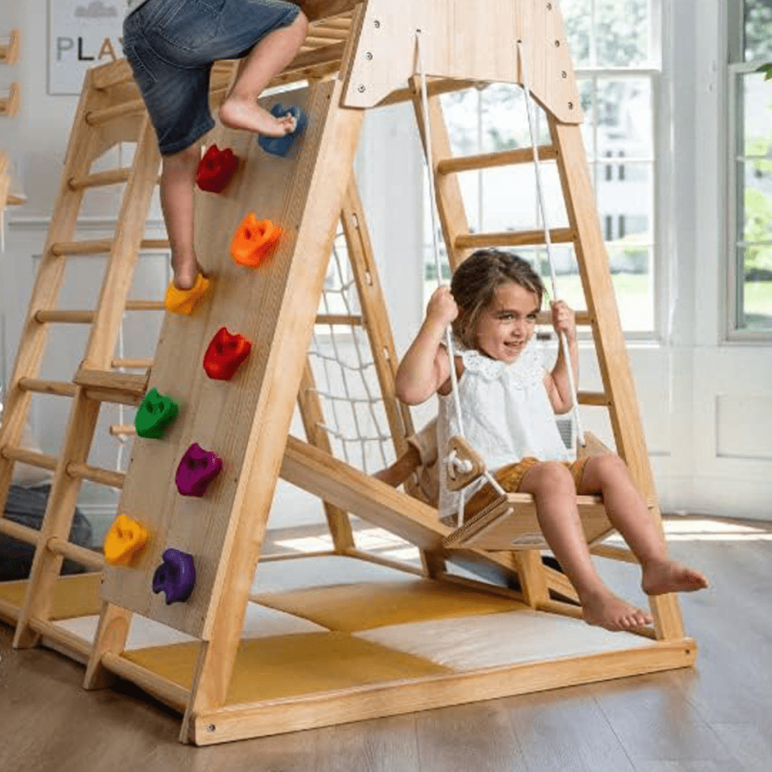 Spielewelt 8 - in - 1 - Klettergerüst Indoor - Spielplatz mit Klettergerüst 127 x 118 x 138 cm - calme