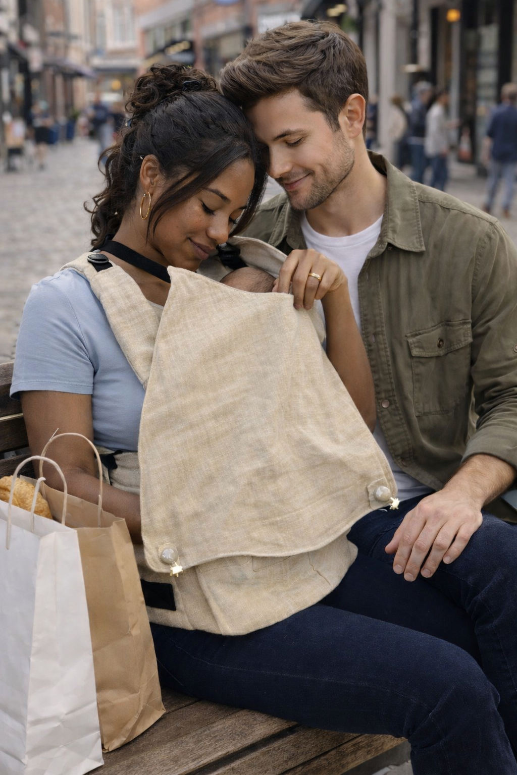 Babytrage leinen stilltrage Stillen unterwegs 