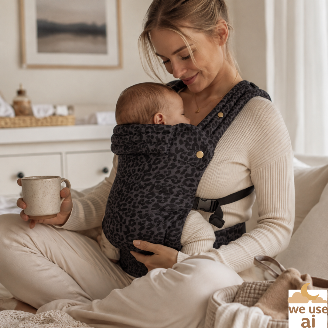 ComfortCarrier – Die perfekte, verstellbare Babytrage aus weichem Stoff für maximalen Komfort | 0-36 Monate | Beige | Muster